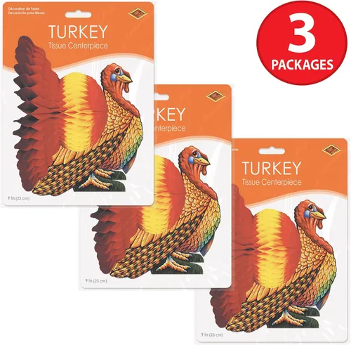 Vista 7 de Beistle Centro de mesa de pavo de tejido de 12 pulgadas; 3/Pack99066