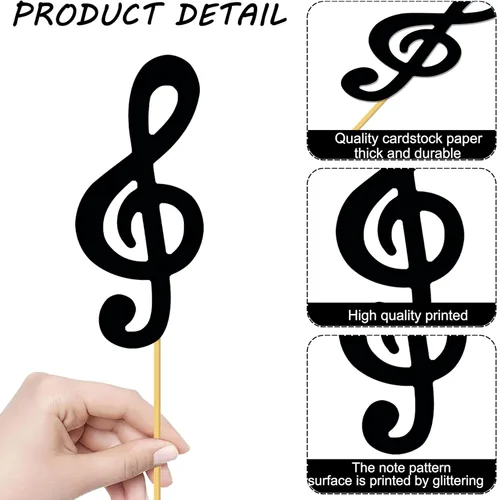 Vista 4 de 21 piezas de centro de mesa con temática de notas musicales, decoraciones musicales para fiesta de cumpleaños, centros de mesa para mesa rock