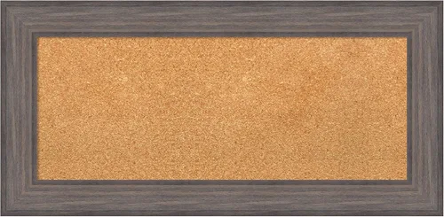 Vista 27 de Amanti Art Natural Cork Board for Wall, 18x24 Vision Board with Grey Wood Frame, Small Corkboard Office Decor for Home Organization, Country Rustic
