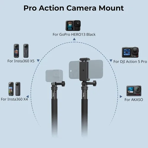 Vista 7 de SmallRig Trípode invisible para selfie stick para cámara de acción, poste extensible de 37.4 pulgadas con abrazadera de teléfono para GoPro 13/12