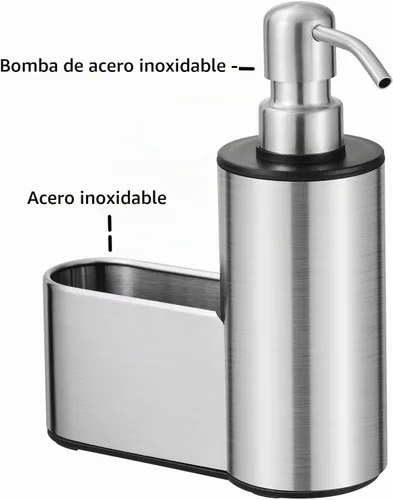 Vista 3 de Dispensador de jabón de cocina con soporte para esponja, 12 oz