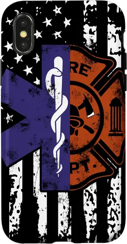 Vista 5 de EMT Firefighter Fire Rescue EMT - Funda de regalo con bandera americana para iPhone 17