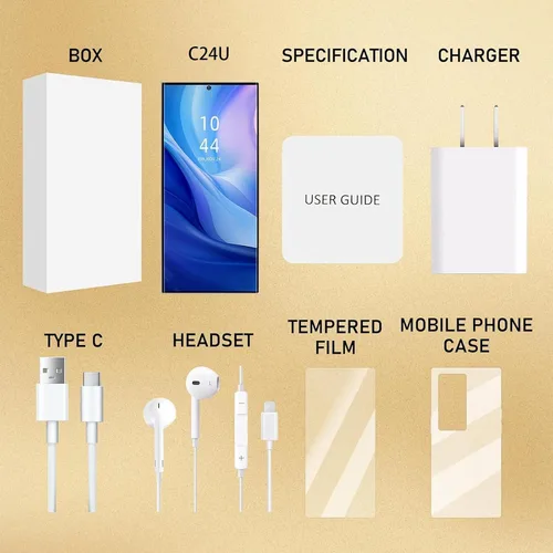 Vista 8 de Teléfono desbloqueado C24U, teléfonos inteligentes Android 14.0, teléfono celular 8+256GB, compatible con doble SIM doble reconocimiento facial