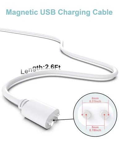 Vista 4 de Cable de carga de repuesto magnético USB DC de 2.6 pies - Blanco (0.197 in/0.2 pulgadas)