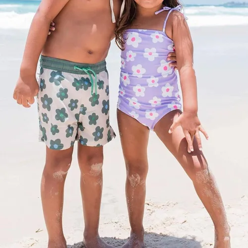 Vista 2 de Traje de baño de una pieza para bebé niña, traje de baño floral sin mangas para verano, ropa de playa