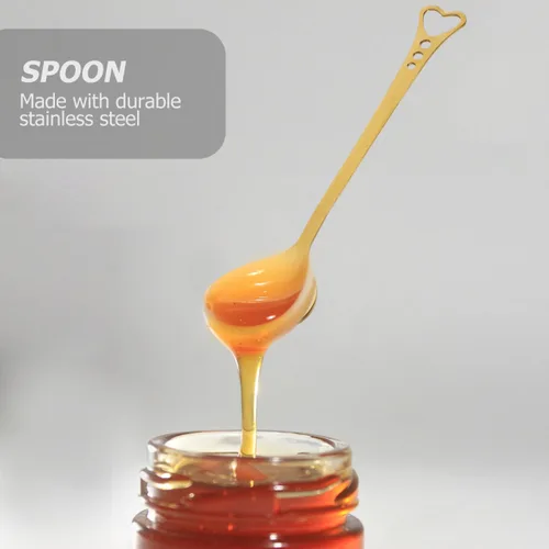Vista 2 de DOITOOL Juego de 2 cucharas de postre en forma de corazón, de acero inoxidable de 5.62 pulgadas, chapadas en oro, cucharas pequeñas para helado