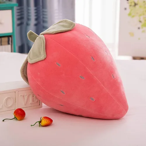 Vista 2 de Lindas almohadas de felpa de frutas para niños, de fresa, súper suaves, para niñas, juguetes (rosa, 7.8 pulgadas/7.9 in) Soft fruit plush pillow