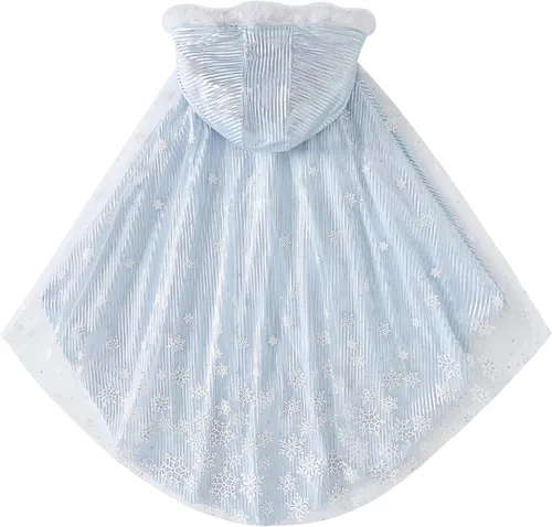Vista 3 de Capa de princesa para niñas, disfraz de Elsa, capa de Navidad con capucha para niños, ropa de vestir