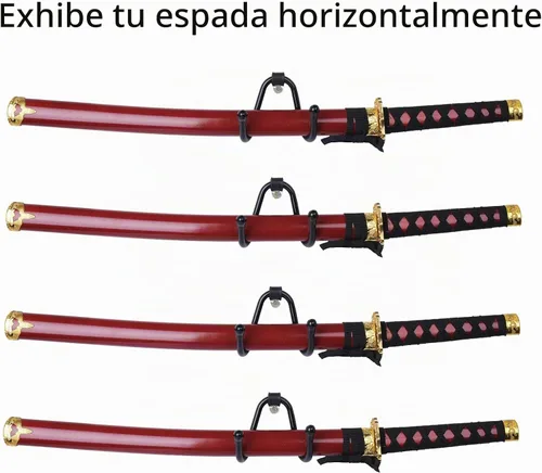 Vista 2 de Paquete de 4 soportes de montaje en pared ajustables para espada, espada, daga, hacha, hoja de llave vertical u horizontal
