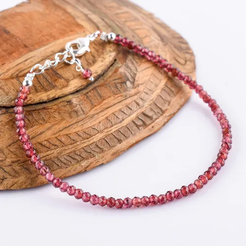 Vista 6 de Yanara Stone Bracelets For Women Beads Dainty Gemstones Jewelry for Women Birthstone, Chakra Energy Healing Crystals, Silver Plated Chain 8 inch