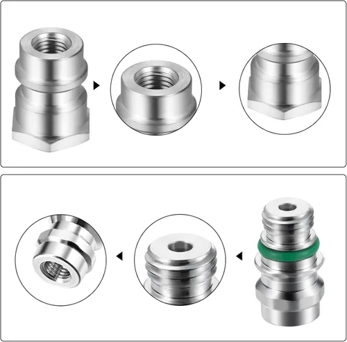 Vista 5 de Mudder 4 piezas VA-LH11 A/C Pro R-12 a R-134a kit de piezas de modificación, adaptador de conversión de adaptación compatible con rosca SAE de 1/4