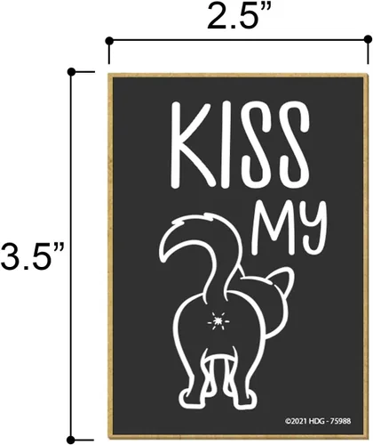 Vista 2 de Honey Dew Gifts, Kiss My, 75988 - Imanes decorativos, 2.5 x 3.5 pulgadas, imanes decorativos, regalos de gato para dama, imán divertido para gatos