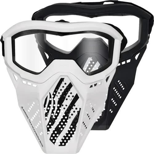 Vista 9 de Paquete de 4 máscaras tácticas compatibles con Nerf Rival, Apollo, Zeus, Khaos, Atlas, Artemis Blasters Rival Máscara (amarillo, azul, negro, blanco)