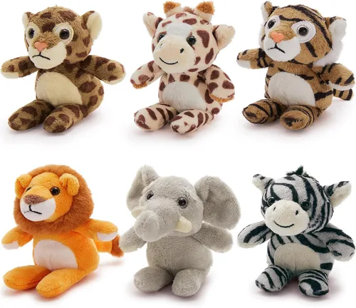 Vista 9 de Tezituor Paquete de 6 Pequeños Animales de Peluche a Granel Juguetes de Peluche, Mini Llaveros de Animales de Peluche Lindos de 6" para Niños, Mini
