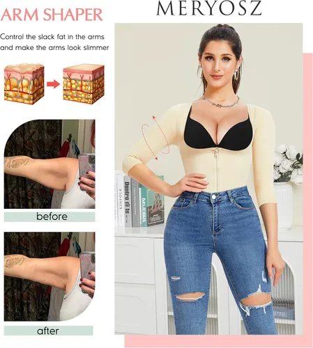 Vista 3 de MERYOSZ Fajas moldeadoras para mujer con control de abdomen, faja de entrenamiento de cintura, fajas colombianas, overol moldeador de cuerpo completo