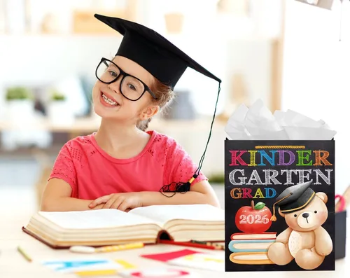 Vista 4 de WaaHome Bolsa de regalo de graduación de jardín de infantes para niños y niñas 2026-11.5 pulgadas, bolsas de regalo de graduación de jardín