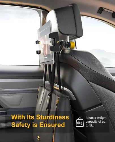 Vista 5 de LINCO Soporte para tablet para asiento trasero – Soporte ajustable para iPad para coche – Soporte de tableta de coche para viajes – Se adapta a