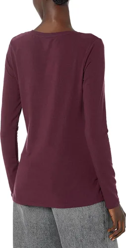 Vista 3 de Tienda Essentials - Camiseta de manga larga y con cuello redondo para mujer, corte clásico (disponible en talla extragrande)