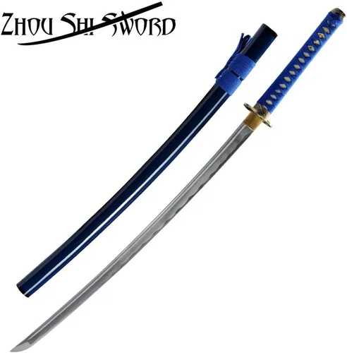 Vista 2 de Samurai Katana Warrior Sharp Sword 1060 Acero de alto carbono Espiga completa Forja de mano japonesa vaina
