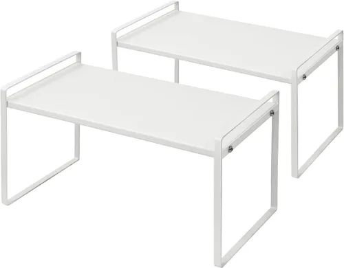 Vista 8 de Nxconsu Paquete de 2 estantes apilables para gabinete, organizador elevador para armario de cocina, despensa, encimera, organización del hogar