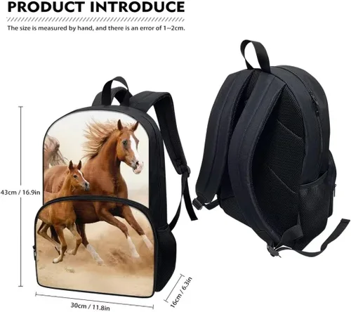 Vista 6 de SYtrade Bolso lindo del libro del patrón de la mochila del niño de la impresión animal 3D para la escuela, Caballo del, Mochilas de mochila