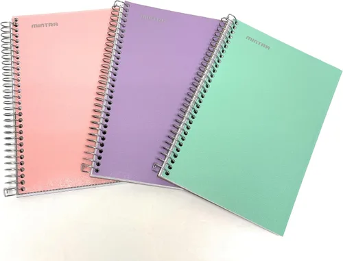 Vista 4 de Mintra Office Durable Spiral Notebook - 2 Subject (Junior Size 3pk (6.5in x 9.5in), Arctic Ice, Sun Yellow, Spring Pink)