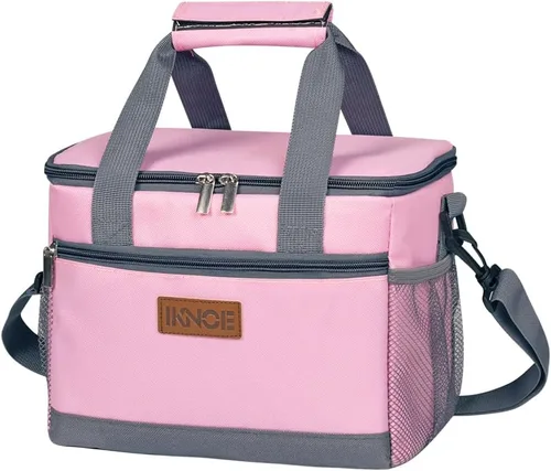Vista 10 de iknoe Bolsa de almuerzo aislada, bolsa enfriadora plegable de 8.5 L para hombres y mujeres, diseño térmico a prueba de fugas, ideal para oficina