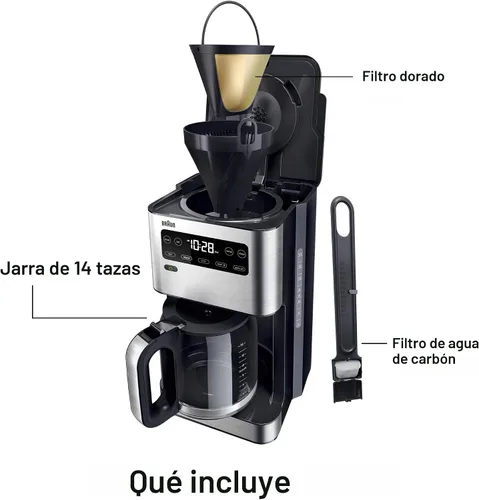 Vista 6 de Braun PureFlavor Cafetera programable de 14 tazas – Velocidad de preparación rápida, pantalla táctil, modos Bold y Brew-Over-Ice, jarra FlavorCarafe