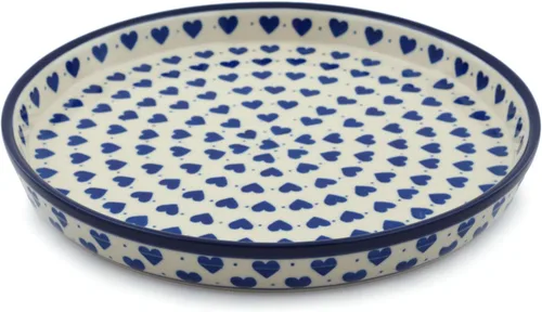 Vista 19 de Auténtico plato de cerámica polaca de 10 pulgadas en diseño amarillo hecho a mano en Bolesławiec Polonia por Ceramika Bona + certificado