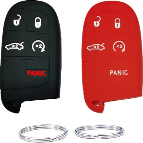 Vista 6 de Funda de silicona para mando a distancia con 5 botones para Jeep Grand Cherokee Dodge Challenger Charger Dart Durango Journey Chrysler 300. Número 2