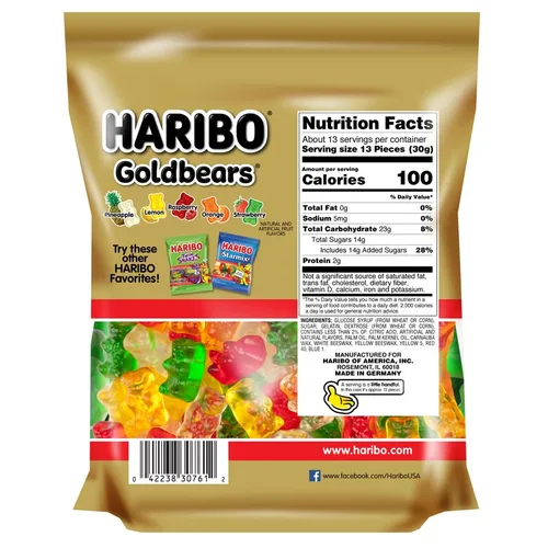 Vista 2 de HARIBO Goldbears Gummi Candy - Bolsa de pie resellable de 14 onzas