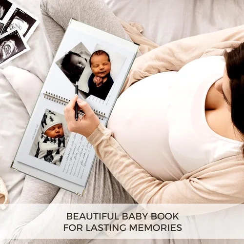 Vista 16 de Libro de recuerdos de bebé para niños y niñas – Libro atemporal para bebés de 5 años – Libro de recortes de diario neutro o álbum de fotos