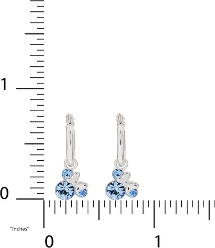 Vista 5 de Disney Minnie Mouse Jewelry Crystal Birthstone Silver Plated Hoop Dangle Earrings Latch Back