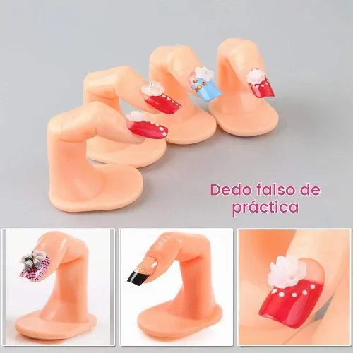 Vista 4 de Práctica de arte de uñas, dedos falsos de plástico con uñas para mano, herramientas de decoración de exhibición de arte de uñas (10 unidades)