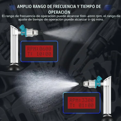 Vista 3 de AUTOOL Probador y limpiador de inyector de combustible de 12 V y 70 V, kit de limpieza de inyector de combustible para GDI, ancho de pulso ajustable