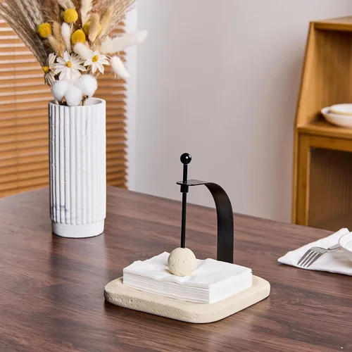 Vista 7 de Servilletero de travertino natural, servilleta cuadrada decorativa de papel y toallero para cocina, restaurante, baño, organizador de mesa de resina