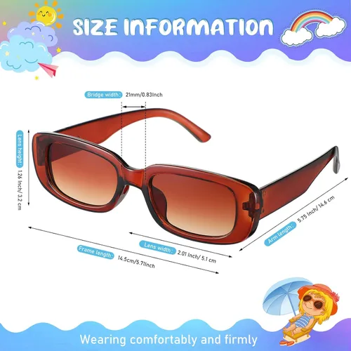 Vista 2 de Ecally 36 pares de lentes de sol rectangulares pequeños para mujeres, hombres y niñas, lentes cuadrados retro de los años 90, gafas de sol vintage