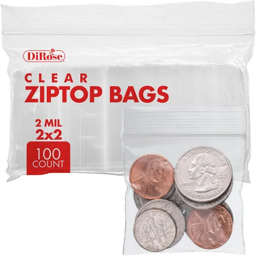 Vista 11 de DiRose Paquete de 1000 bolsas de plástico transparentes con cierre de 2 mil de 1 x 1 pulgada, cierre superior resellable para almacenamiento