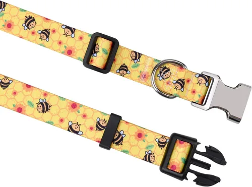 Vista 2 de Mihqy Collares de perro personalizados, collar de perro personalizado con nombre y número de teléfono, múltiples patrones y 4 tamaños de collar