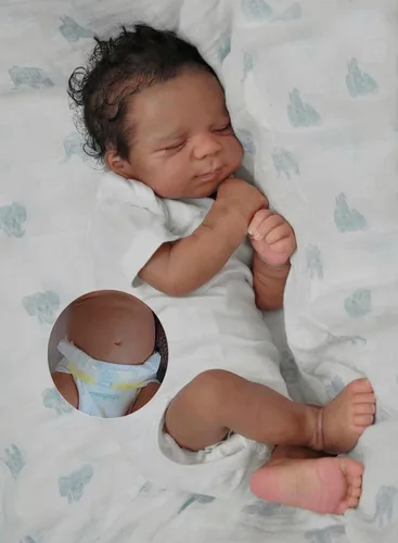 Vista 7 de Zero Pam Muñecas Reborn Negras de Bebé de Silicona Cuerpo Completo de 18 Pulgadas, Niño Anatómicamente Correcto, Muñeca de Bebé Completa