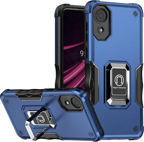 Vista 12 de Funda para Samsung Galaxy A03 Core, con [2 piezas] protector de pantalla de vidrio templado, soporte magnético de anillo de metal, con soporte