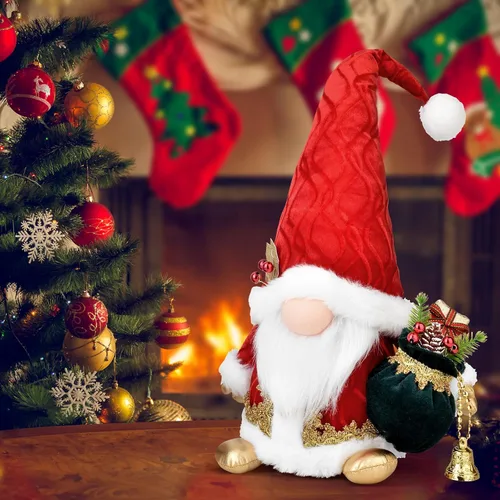 Vista 4 de Decoraciones navideñas de gnomo artesanal – Figura de Gonk nórdico de gran tamaño de 18 pulgadas, bonita decoración escandinava del enano Tomte