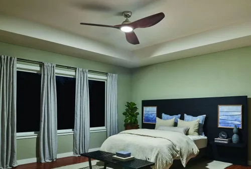 Vista 10 de Kichler Imari 300365SBK - Ventilador de techo de 65 pulgadas en satén negro, moderno ventilador LED de 3 aspas para interiores y exteriores