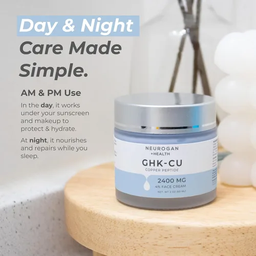 Vista 8 de Neurogan GHK-Cu Copper Peptide Face Cream 4% de péptidos para firmeza de la piel e hidratación profunda Hidratante facial diario con 2400 mg