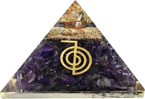 Vista 10 de Amazing Gemstone Pirámide de orgón de amatista para EMF y protección de energía negativa - Pirámide de cristal de amatista natural, Amatista