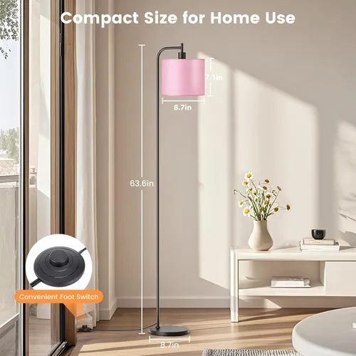 Vista 5 de Lámpara de pie con pantalla de lino, lámpara de pie alta regulable con control remoto y 3 temperaturas de color, modernas lámparas de pie de esquina