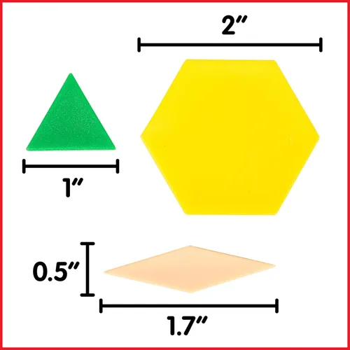 Vista 2 de Edx Education Pattern Blocks - Juego de 120 minitarras, bloques de patrón de plástico, clasificación de práctica, patrones, medición y fracciones