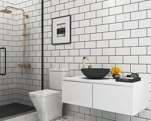 Vista 6 de DICOFUN 1 protector contra salpicaduras de PVC grueso blanco pulido, aspecto de cerámica, azulejos de pared para cocina Blanco (Polished White)