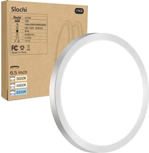 Vista 9 de Paquete de 2 lámparas LED de techo empotradas, 3000K-4000K-6500K y equivalente a 100W, lámpara de techo empotrada moderna para cocina de 15W