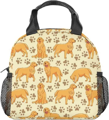Vista 11 de Golden Retriever - Bolsa de almuerzo para niñas y niños, pequeñas bolsas de almuerzo aisladas, bonita lonchera reutilizable para niños, bolsas